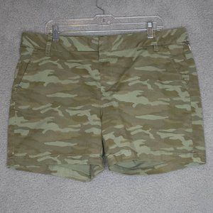 Caslon Womens Camo Short Shorts Green Pockets Medium Wash Mid Rise 16 New